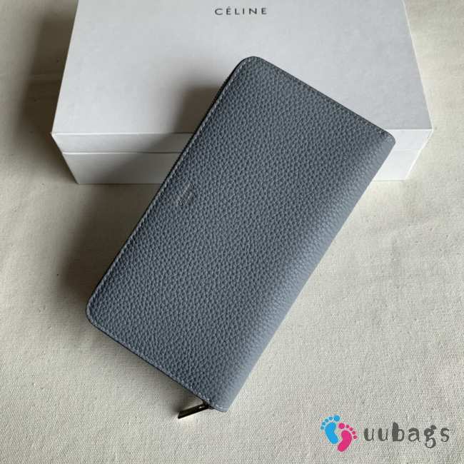 Uubags | Celine Large Zipped Wallet In Grained Calfskin Grey 19x10x2cm - 1