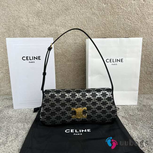 Uubags | Celine Lola Bag In Triomphe Canvas Two-Tone Black 28x12x5cm - 1