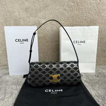 Uubags | Celine Lola Bag In Triomphe Canvas Two-Tone Black 28x12x5cm