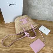 Uubags | Celine Teen Pink Supple Panier In Raffia And Calfskin Blanc De Blanc 21.5x22x13cm - 5