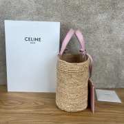 Uubags | Celine Teen Pink Supple Panier In Raffia And Calfskin Blanc De Blanc 21.5x22x13cm - 6