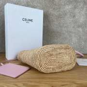 Uubags | Celine Teen Pink Supple Panier In Raffia And Calfskin Blanc De Blanc 21.5x22x13cm - 4