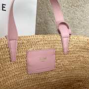 Uubags | Celine Teen Pink Supple Panier In Raffia And Calfskin Blanc De Blanc 21.5x22x13cm - 3