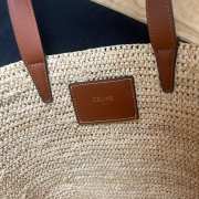 Uubags | Celine Teen Brown Supple Panier In Raffia And Calfskin Blanc De Blanc 21.5x22x13cm - 2