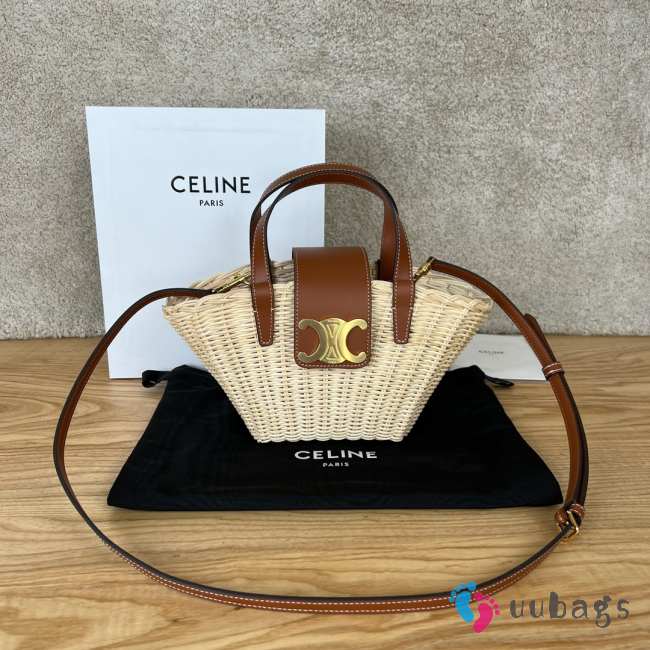 Uubags | Celine Teen Couffin In Wicker And Natural Calfskin Natural/Tan 32x14x7cm - 1