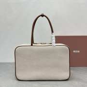 Uubags | Miu Miu Canvas top-handle bag with leather handles 20x34x10cm - 5