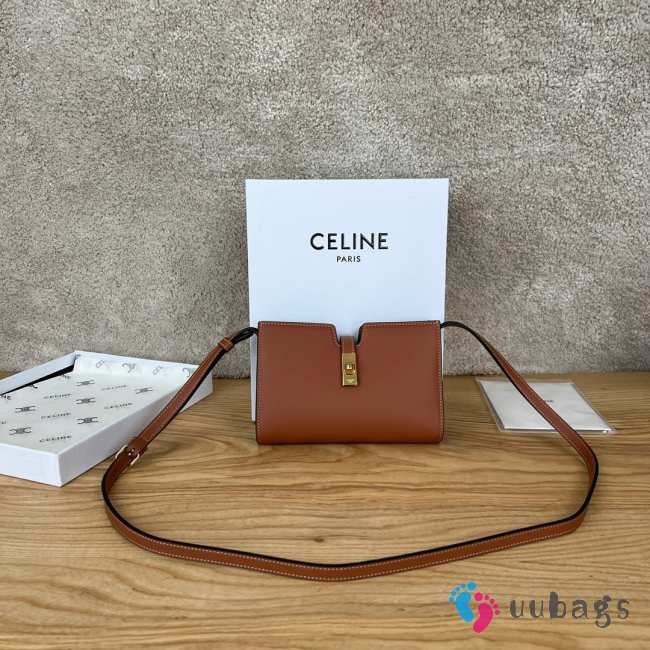 Uubags | Celine 16 Strap Pochette In Supple Calfskin Tan Bag 18x12x3.5cm - 1