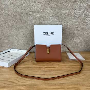 Uubags | Celine 16 Strap Pochette In Supple Calfskin Tan Bag 18x12x3.5cm