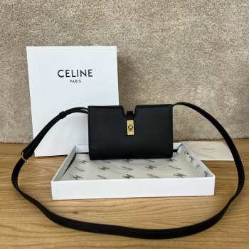 Uubags | Celine 16 Strap Pochette In Supple Calfskin Black Bag 18x12x3.5cm