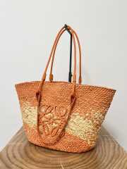 Uubags | Loewe Anagram Basket bag in iraca palm and calfskin natural/orange 46x24x16cm - 4