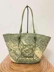 Uubags | Loewe Anagram Basket bag in iraca palm and calfskin sage 46x24x16cm - 1