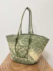 Uubags | Loewe Anagram Basket bag in iraca palm and calfskin sage 46x24x16cm - 4