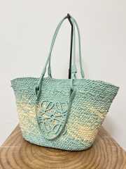 Uubags | Loewe Anagram Basket bag in iraca palm and calfskin natural/blue 46x24x16cm - 3