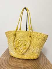 Uubags | Loewe Anagram Basket bag in iraca palm and calfskin natural/yellow 46x24x16cm - 4