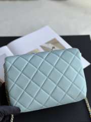 Uubags | Chanel 24A Pearl Chain Flap Bag Light Blue 20x7.5x15cm - 4