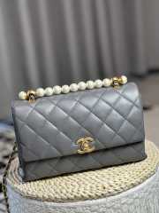 Uubags | Chanel 24A Pearl Handle Mini Flap Bag Grey 14x23x8cm - 1