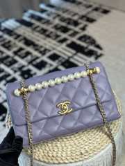 Uubags | Chanel 24A Pearl Handle Mini Flap Bag Purple 14x23x8cm - 1