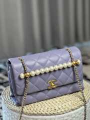 Uubags | Chanel 24A Pearl Handle Mini Flap Bag Purple 14x23x8cm - 5