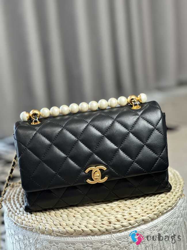 Uubags | Chanel 24A Pearl Handle Mini Flap Bag Black 14x23x8cm - 1