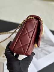 Uubags | Chanel 24A Pearl Chain Flap Bag Red 20x7.5x15cm - 6