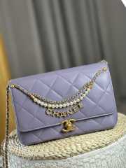 Uubags | Chanel 24A Pearl Chain Flap Bag Purple 20x7.5x15cm - 1