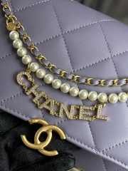 Uubags | Chanel 24A Pearl Chain Flap Bag Purple 20x7.5x15cm - 3