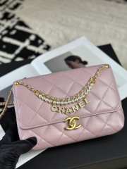 Uubags | Chanel 24A Pearl Chain Flap Bag Light Pink 20x7.5x15cm - 1