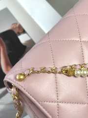 Uubags | Chanel 24A Pearl Chain Flap Bag Light Pink 20x7.5x15cm - 4