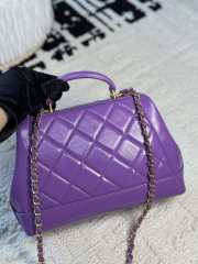 Uubags | Chanel Bag With Handle Shiny Lambskin & Gold Plated Metal Violet 16x23.5x8cm - 5