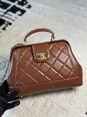 Uubags | Chanel Bag With Handle Shiny Lambskin & Gold Plated Metal Brown 16x23.5x8cm - 1