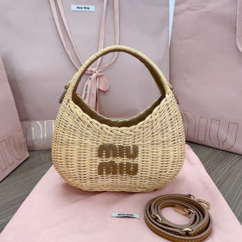 Uubags | Miu Miu Wander Wicker Hobo Bag 17x20x6cm