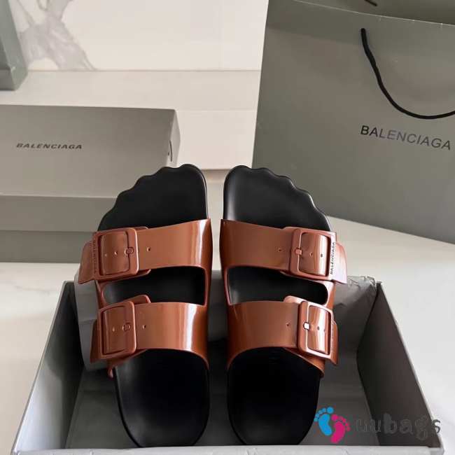 Uubags | Balenciaga Sunday buckled sandals in brown - 1