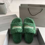 Uubags | Balenciaga Furry Slide Sandal In Green - 1