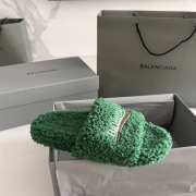 Uubags | Balenciaga Furry Slide Sandal In Green - 6