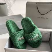 Uubags | Balenciaga Furry Slide Sandal In Green - 4