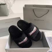 Uubags | Balenciaga Furry Slide Black Sandal - 3