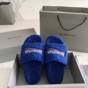 Uubags | Balenciaga Furry Slide Sandal In Blue - 1