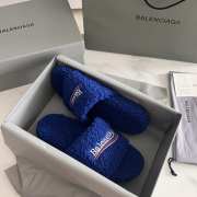 Uubags | Balenciaga Furry Slide Sandal In Blue - 4