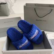 Uubags | Balenciaga Furry Slide Sandal In Blue - 2