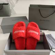 Uubags | Balenciaga Furry Slide Sandal In Red - 1