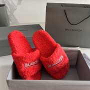 Uubags | Balenciaga Furry Slide Sandal In Red - 5