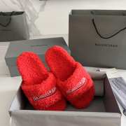 Uubags | Balenciaga Furry Slide Sandal In Red - 2