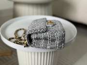 Uubags | Chanel Mini Flap Bag Cotton Tweed Imitation Pearls Silver 19x6.5x13cm - 6