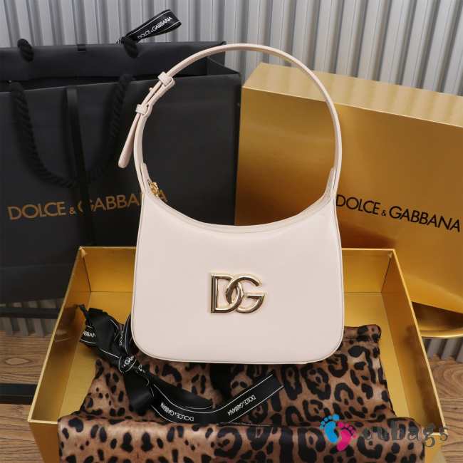 Uubags | Dolce & Gabbana light pink calfskin 3.5 shoulder bag with DG logo 22x18x6cm - 1