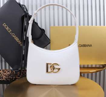 Uubags | Dolce & Gabbana white calfskin 3.5 shoulder bag with DG logo 22x18x6cm