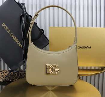 Uubags | Dolce & Gabbana beige calfskin 3.5 shoulder bag with DG logo 22x18x6cm