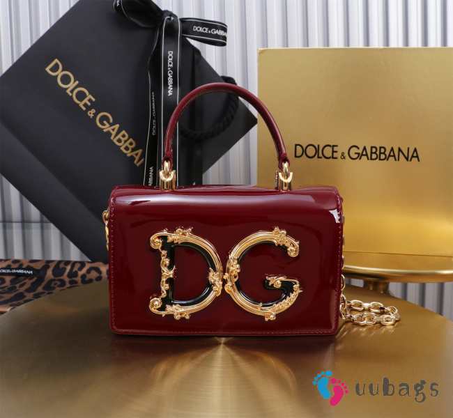 Uubags | Dolce & Gabbana Calfskin DG Girls Bag In Red Pattern Leather 10x18x3.5cm - 1