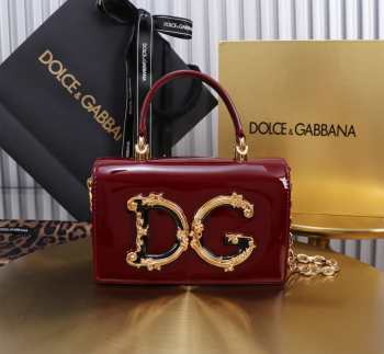 Uubags | Dolce & Gabbana Calfskin DG Girls Bag In Red Pattern Leather 10x18x3.5cm