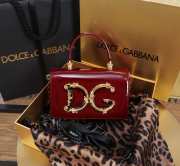 Uubags | Dolce & Gabbana Calfskin DG Girls Bag In Red Pattern Leather 10x18x3.5cm - 4