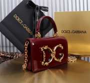 Uubags | Dolce & Gabbana Calfskin DG Girls Bag In Red Pattern Leather 10x18x3.5cm - 2